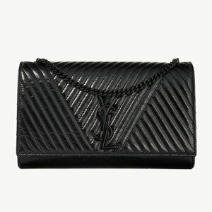Saint Laurent Kate Medium Black Matelassé Leather Crossbody